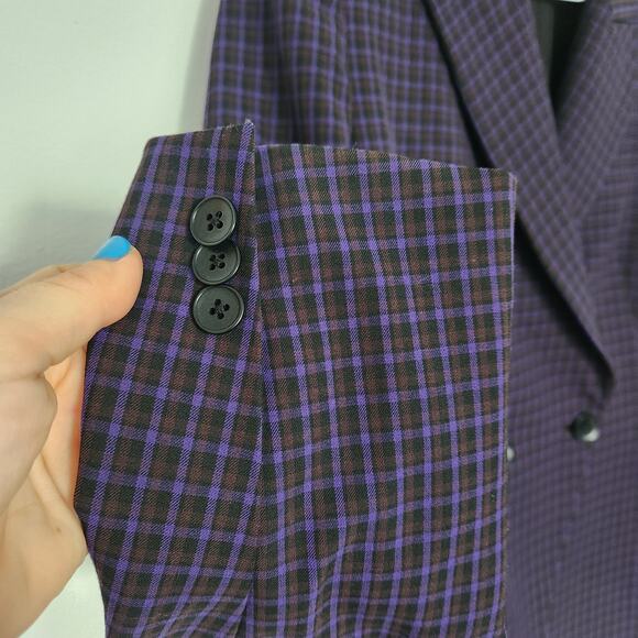 Elie Tahari Jezebel Modern Plaid Blazer 12 Career Preppy Designer Office School - Picture 6 of 9